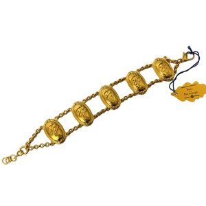 Ines de la Fressange Gold Engraved Logo Chain Bracelet